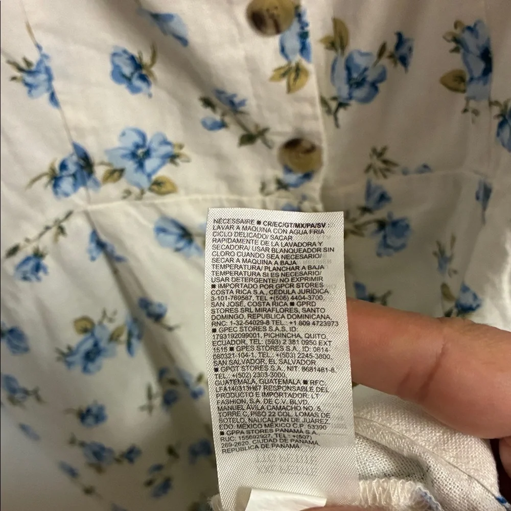 NWT Old Navy White Mini Dress with Blue Floral Print Sz XXLP-Linen Blend